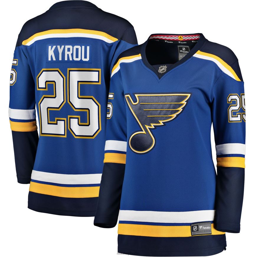 Frauen NHL st Louis Blues Jordan Kyrou Fanatics-gebrandetes blaues Home-Breakaway-Spielertrikot Kleidung BF680T735