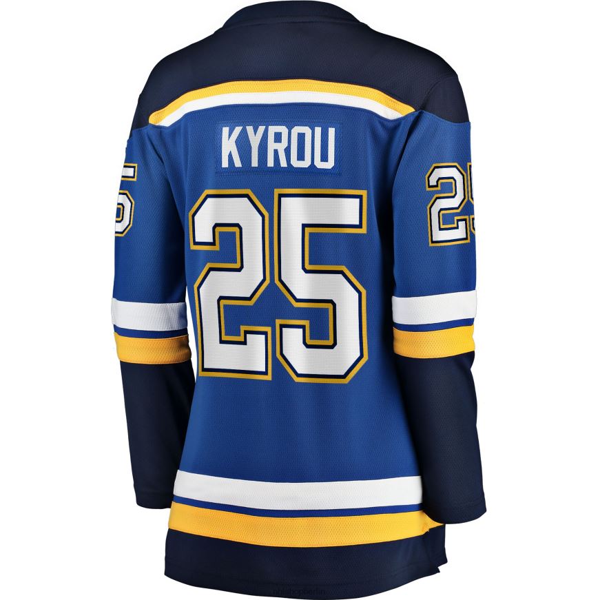 Frauen NHL st Louis Blues Jordan Kyrou Fanatics-gebrandetes blaues Home-Breakaway-Spielertrikot Kleidung BF680T735