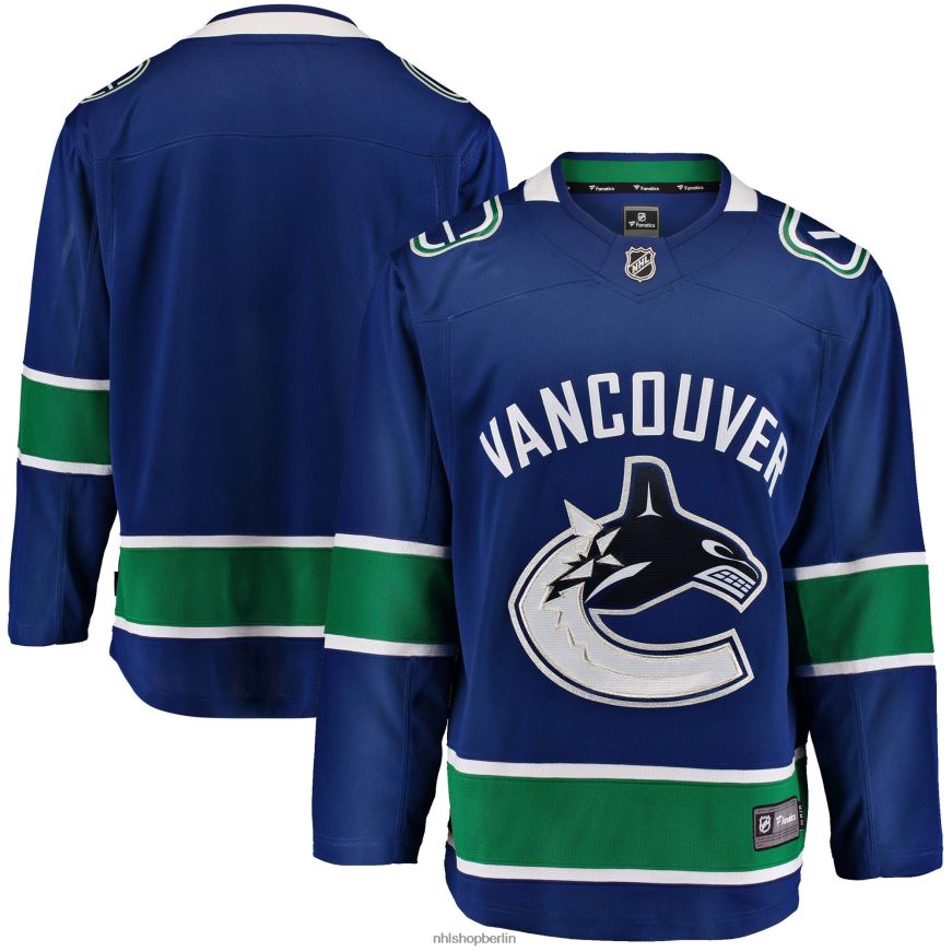 Jugend NHL Blaues Breakaway-Heimtrikot der Vancouver Canucks mit Fanatics-Logo Kleidung BF680T2367