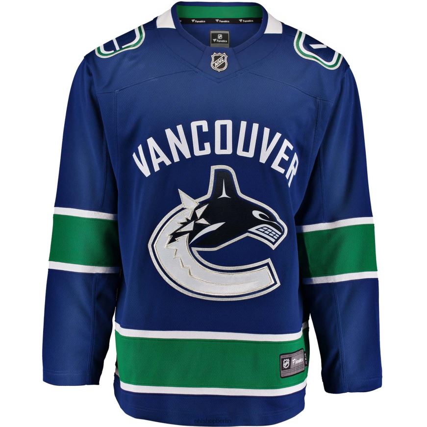 Jugend NHL Blaues Breakaway-Heimtrikot der Vancouver Canucks mit Fanatics-Logo Kleidung BF680T2367