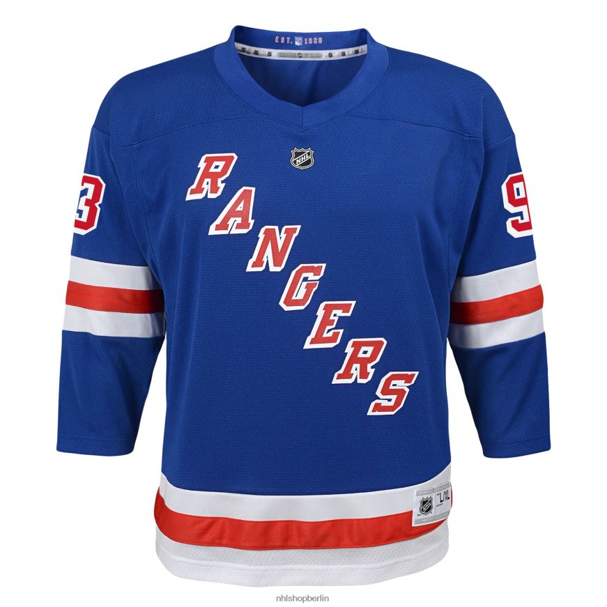 Jugend NHL Blaues Replica-Heimtrikot der New York Rangers von Mika Zibanejad Kleidung BF680T94