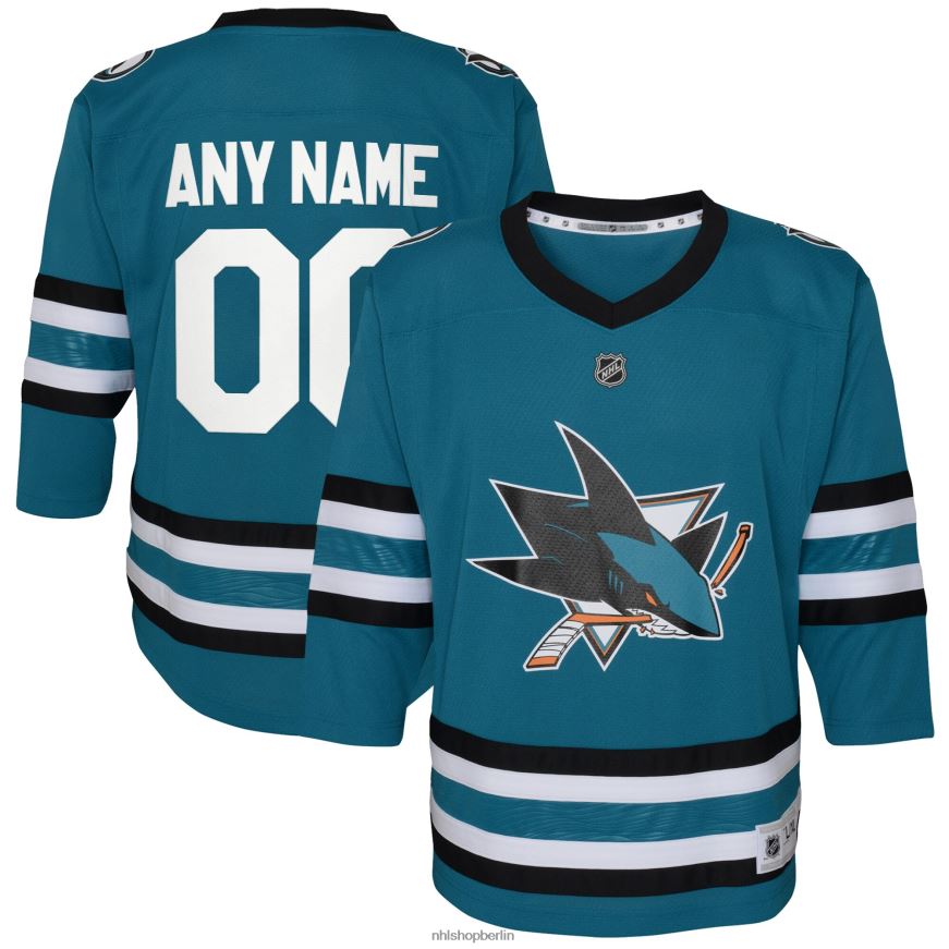 Jugend NHL Blaugrünes Heimtrikot der San Jose Sharks nach Maß Kleidung BF680T1104