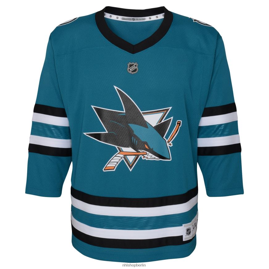 Jugend NHL Blaugrünes Heimtrikot der San Jose Sharks nach Maß Kleidung BF680T1104