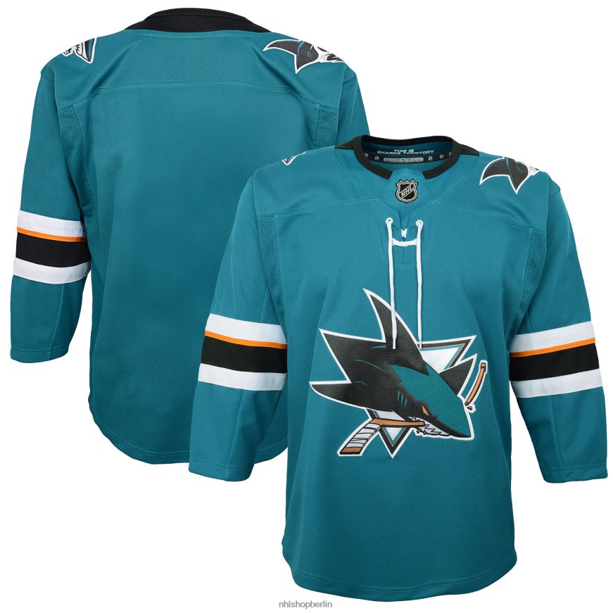 Jugend NHL Blaugrünes Home-Premier-Trikot der San Jose Sharks Kleidung BF680T2082