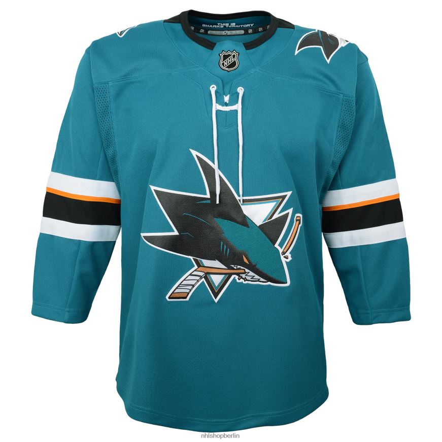 Jugend NHL Blaugrünes Home-Premier-Trikot der San Jose Sharks Kleidung BF680T2082