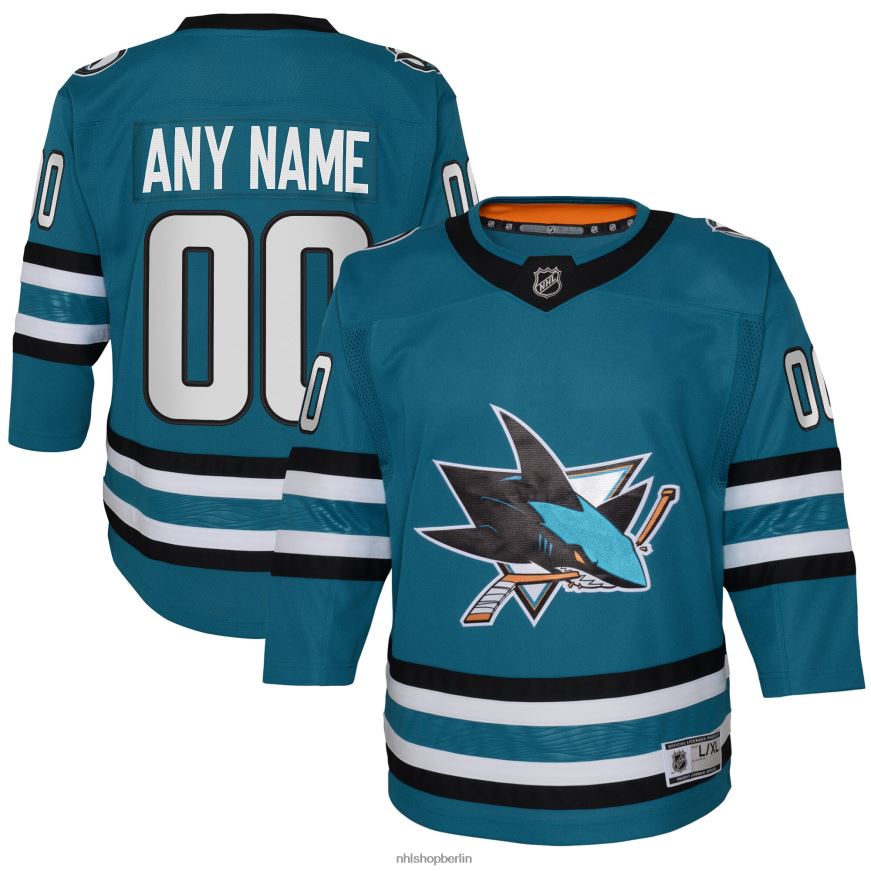 Jugend NHL Blaugrünes Premier-Trikot der San Jose Sharks Kleidung BF680T1054