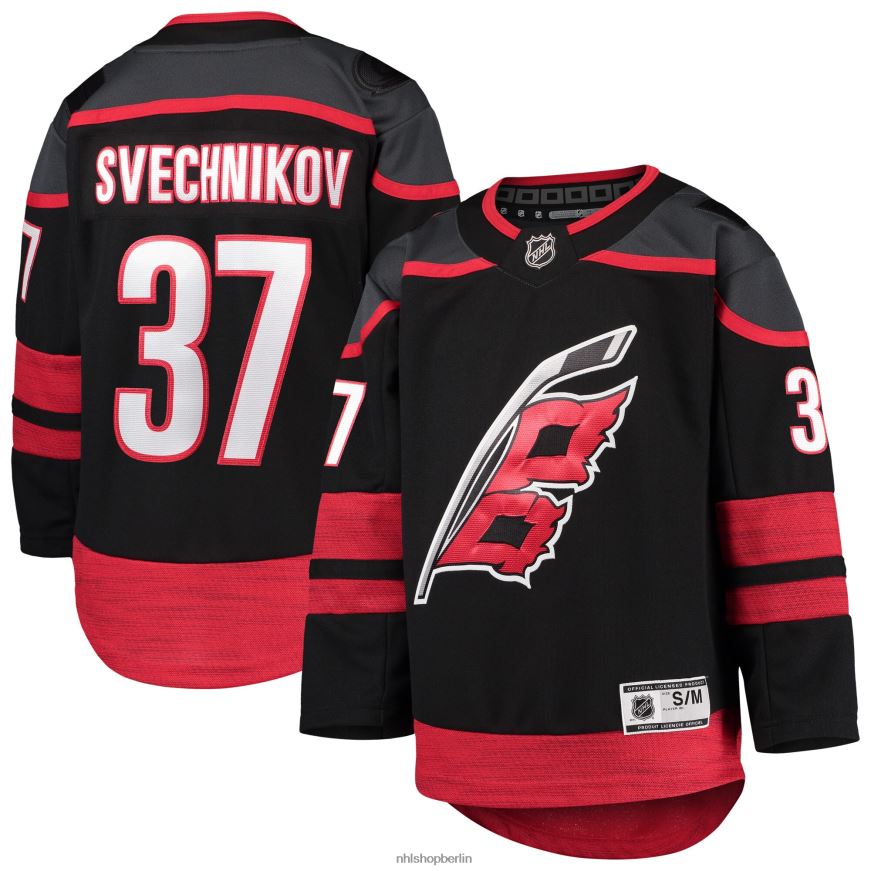 Jugend NHL Carolina Hurricanes Andrei Svechnikov schwarzes alternatives Premier-Spieler-Trikot Kleidung BF680T255