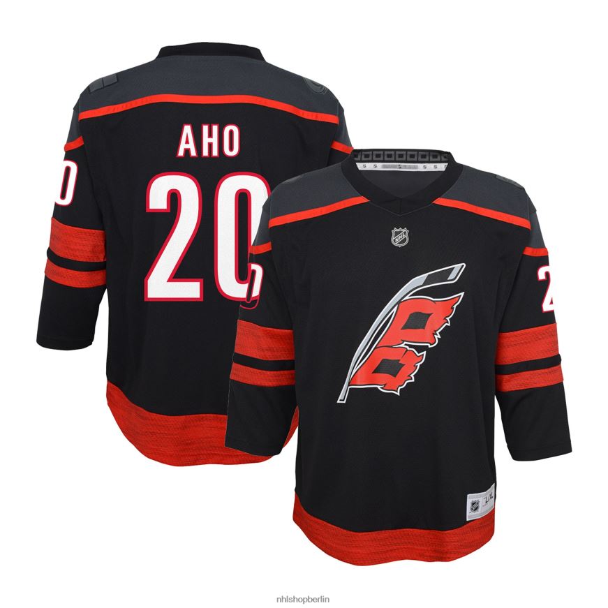 Jugend NHL Carolina Hurricanes Sebastian Aho Schwarzes Replika-Heimtrikot Kleidung BF680T254