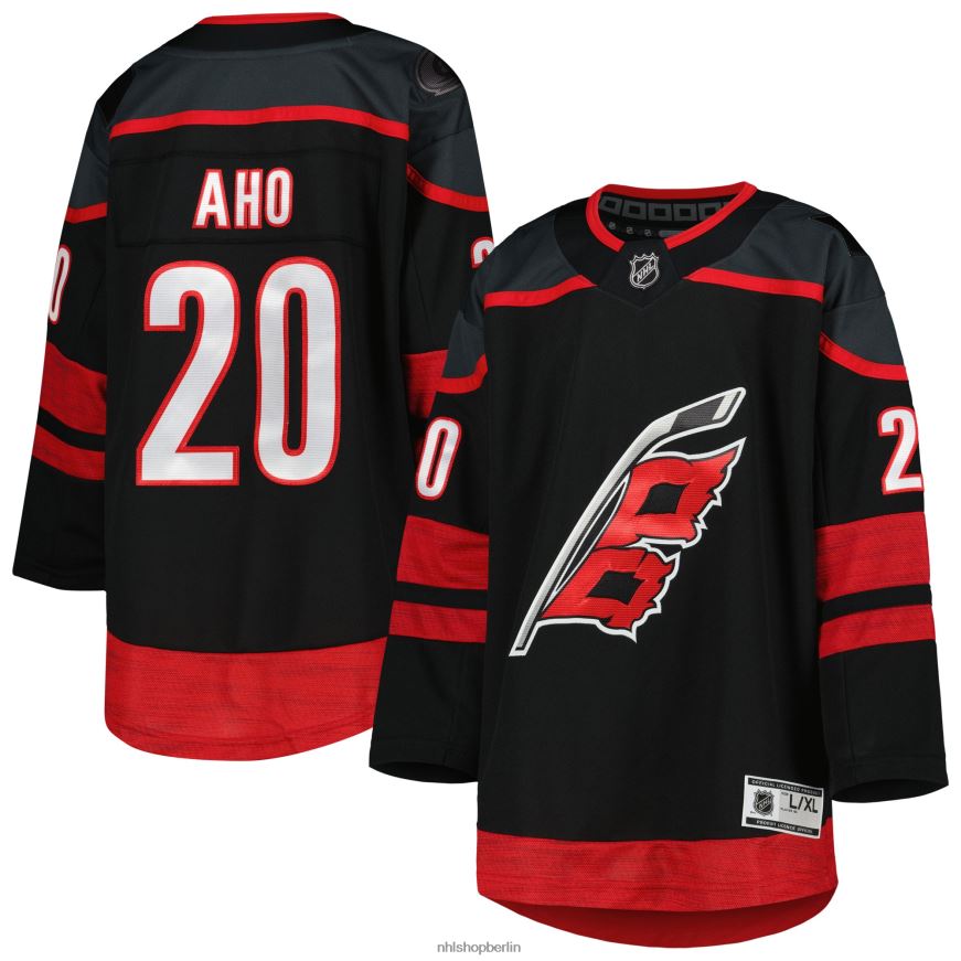 Jugend NHL Carolina Hurricanes Sebastian Aho Schwarzes alternatives Premier-Spieler-Trikot Kleidung BF680T226