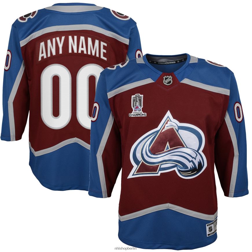 Jugend NHL Colorado Avalanche Burgundy Home 2022 Stanley Cup Champions Premier Custom Trikot Kleidung BF680T325