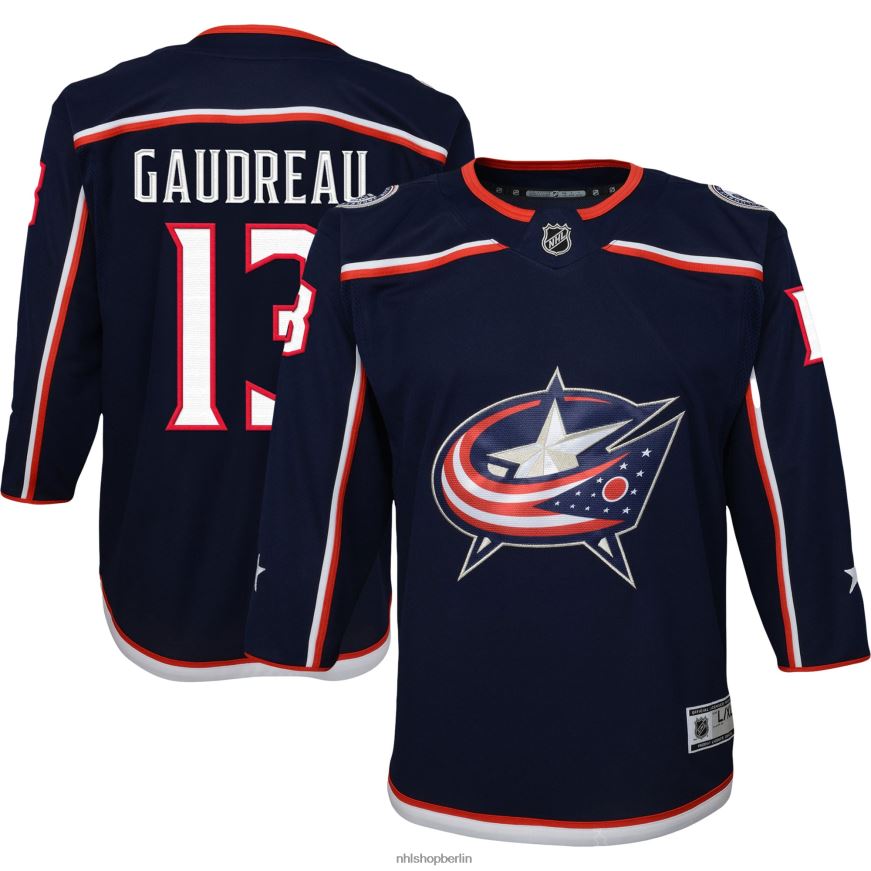 Jugend NHL Columbus Blue Jacken Johnny Gaudreau Marine 2022/23 Premier-Spieler-Trikot Kleidung BF680T1250