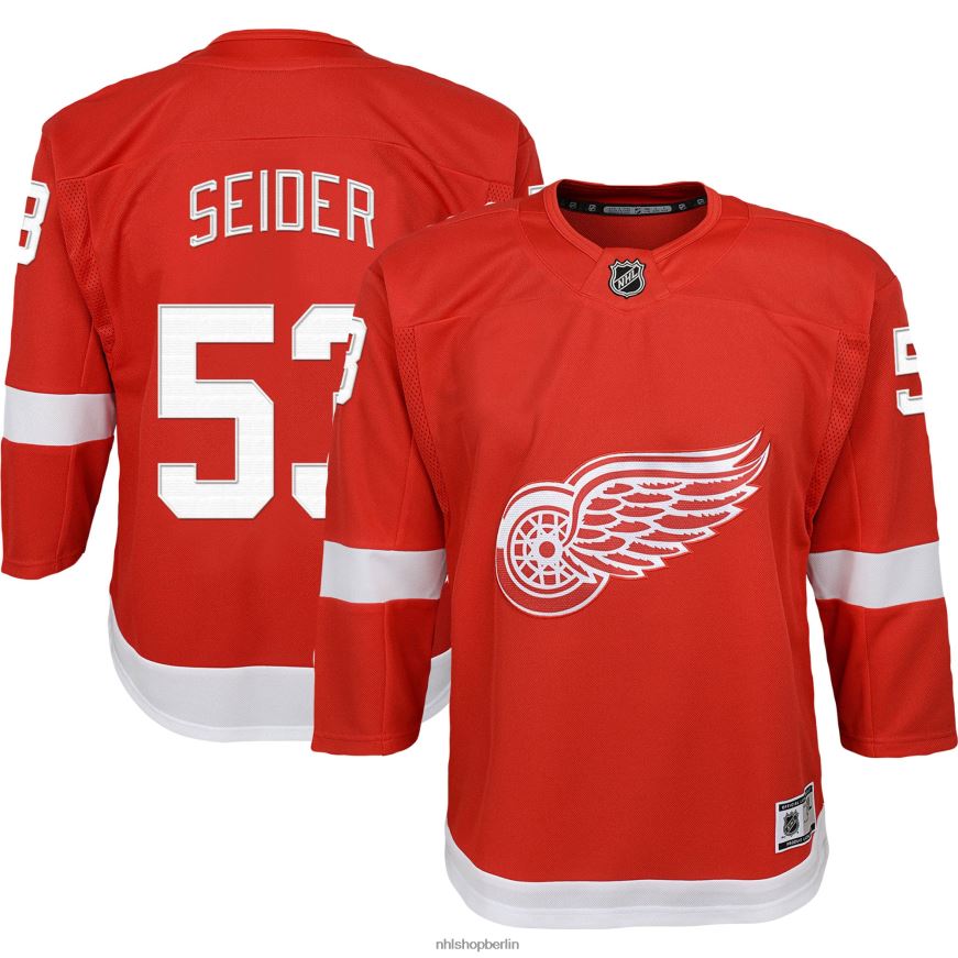 Jugend NHL Detroit Red Wings Moritz Seider Red 2022/23 Premier-Spieler-Trikot Kleidung BF680T364