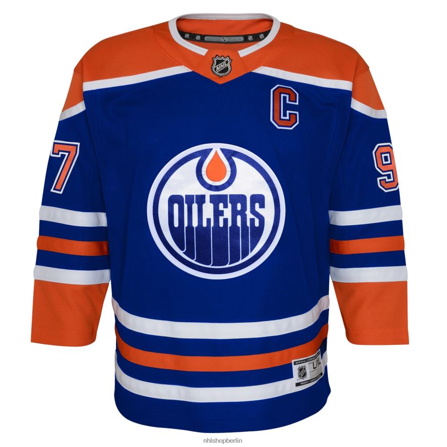 Jugend NHL Edmonton Oilers Connor McDavid Royal Heim-Premier-Spielertrikot Kleidung BF680T140