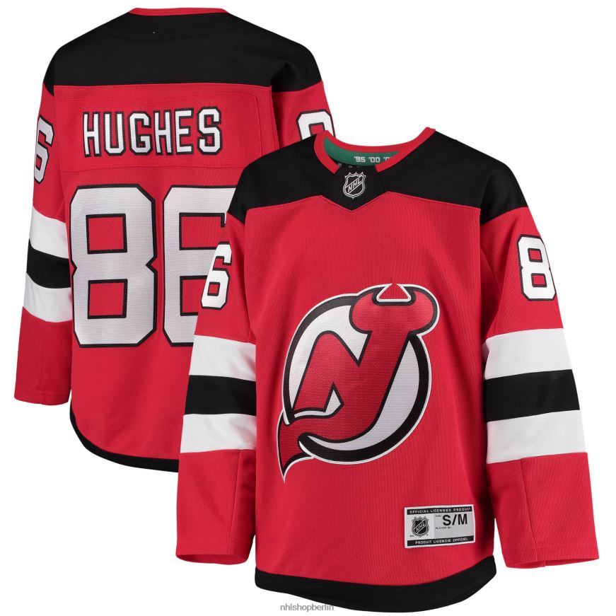 Jugend NHL New Jersey Devils Jack Hughes Rotes Premier-Spieler-Heimtrikot Kleidung BF680T4