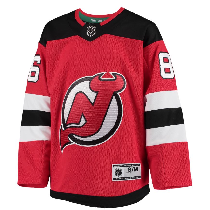 Jugend NHL New Jersey Devils Jack Hughes Rotes Premier-Spieler-Heimtrikot Kleidung BF680T4