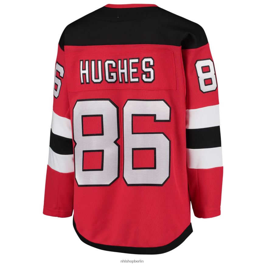 Jugend NHL New Jersey Devils Jack Hughes Rotes Premier-Spieler-Heimtrikot Kleidung BF680T4