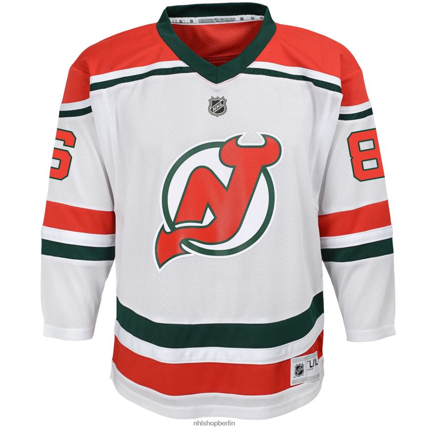 Jugend NHL New Jersey Devils Jack Hughes White 2022/23 Heritage Replika-Trikot Kleidung BF680T335