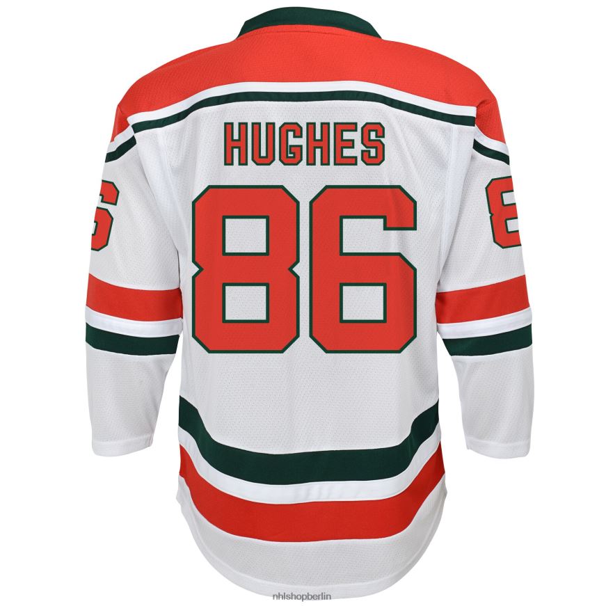 Jugend NHL New Jersey Devils Jack Hughes White 2022/23 Heritage Replika-Trikot Kleidung BF680T335