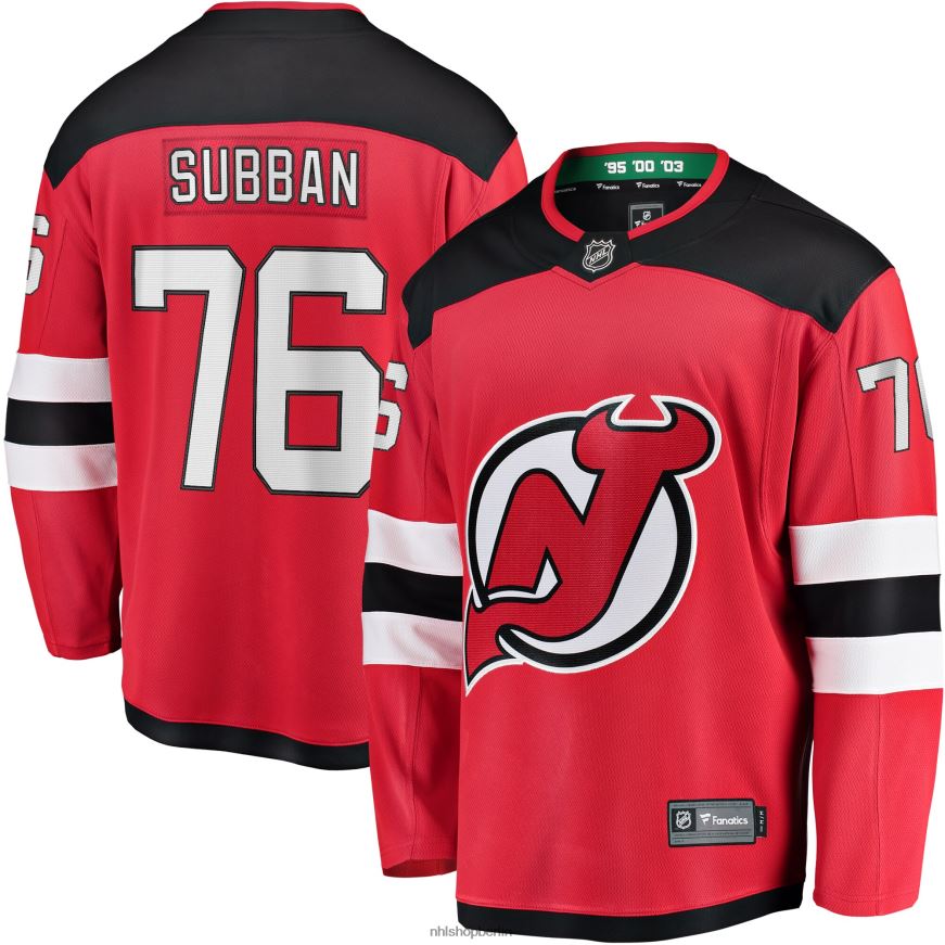 Jugend NHL New Jersey Devils pk Rotes Home-Breakaway-Spielertrikot mit Subban-Fanatiker-Logo Kleidung BF680T2046