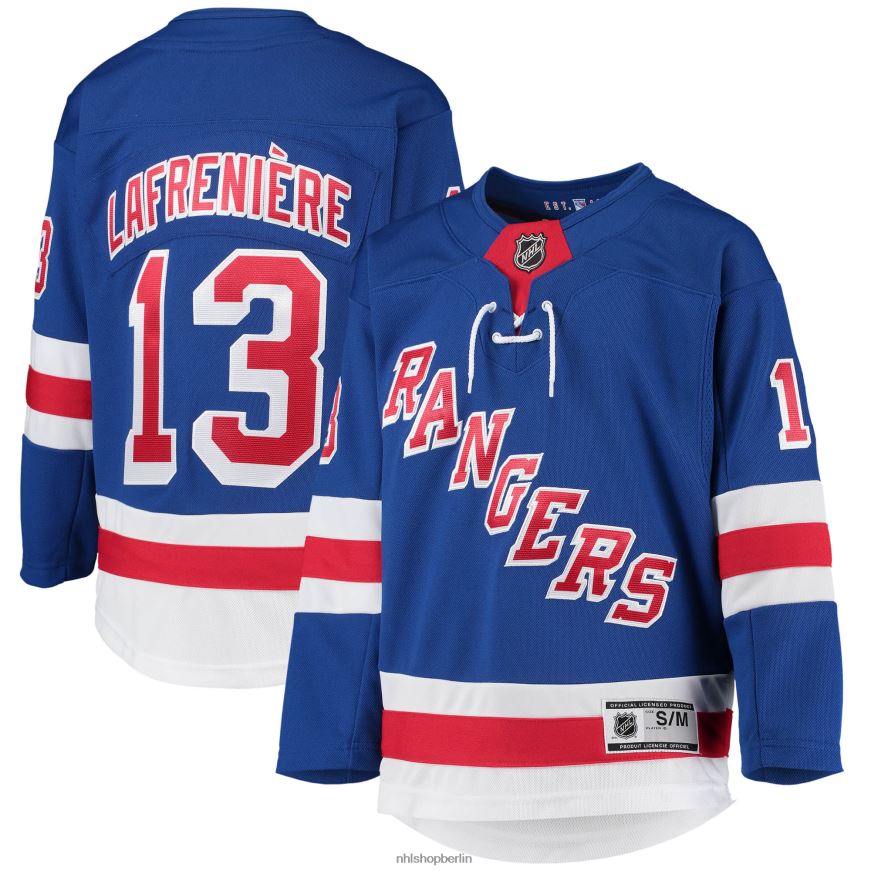 Jugend NHL New York Rangers Alexis Lafreniere blaues Home-Premier-Spieler-Trikot Kleidung BF680T448