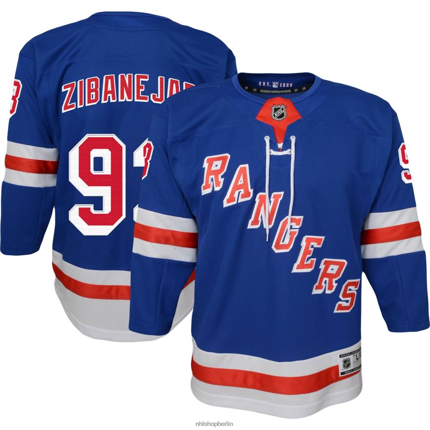 Jugend NHL New York Rangers Mika Zibanejad blaues Home-Premier-Spieler-Trikot Kleidung BF680T118