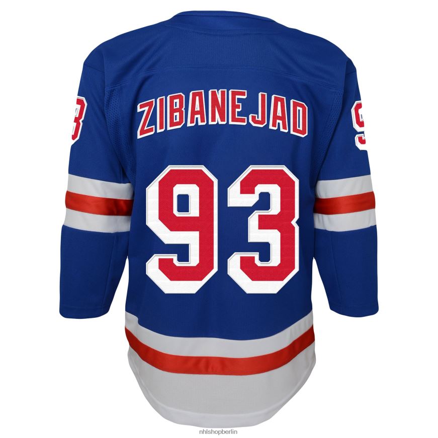 Jugend NHL New York Rangers Mika Zibanejad blaues Home-Premier-Spieler-Trikot Kleidung BF680T118