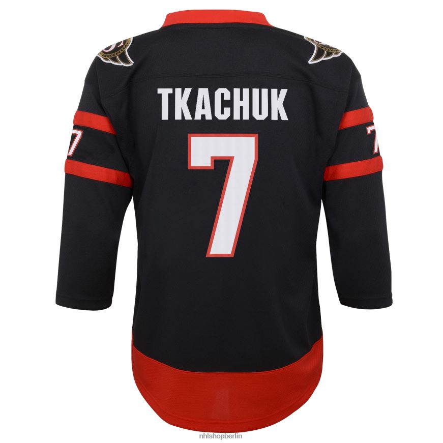 Jugend NHL Ottawa Senators Brady Tkachuk Schwarzes 2020/21 Heim-Replik-Spielertrikot Kleidung BF680T836