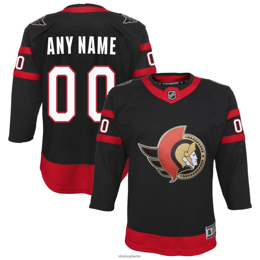 Jugend NHL Ottawa Senators schwarzes Home-Premier-Trikot nach Maß Kleidung BF680T1175