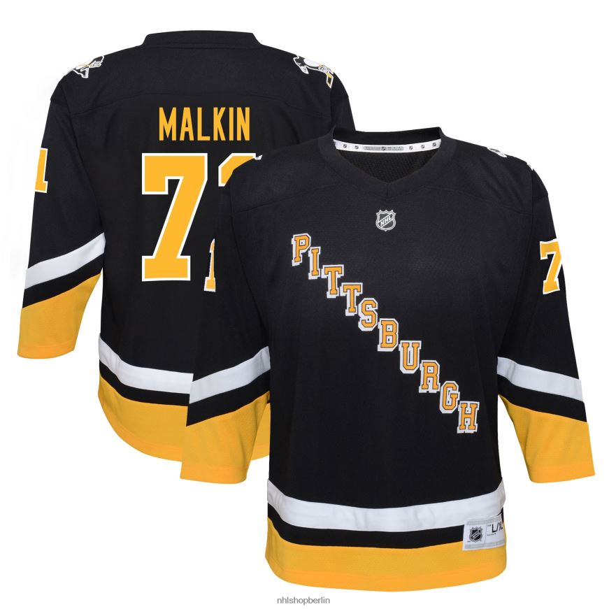 Jugend NHL Pittsburgh Penguins Evgeni Malkin Schwarzes 2021/22 alternatives Replica-Spielertrikot Kleidung BF680T980