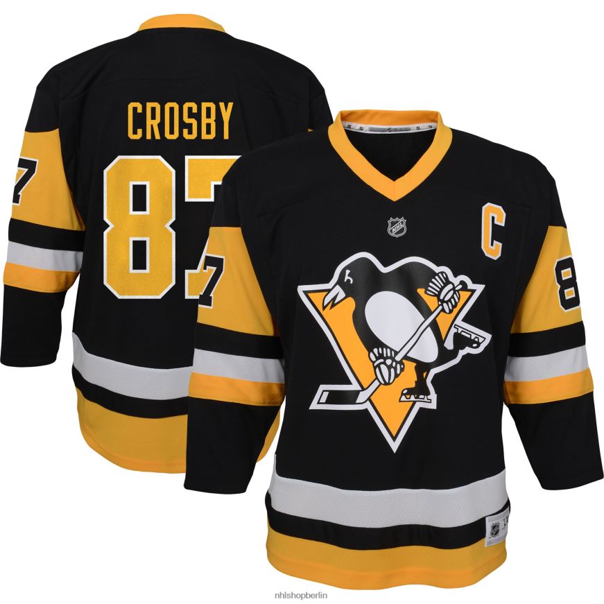 Jugend NHL Pittsburgh Penguins Sidney Crosby schwarzes Heim-Replika-Spielertrikot mit Kapitänspatch Kleidung BF680T56