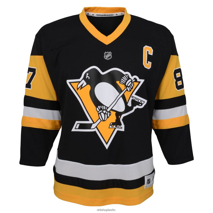 Jugend NHL Pittsburgh Penguins Sidney Crosby schwarzes Heim-Replika-Spielertrikot mit Kapitänspatch Kleidung BF680T56