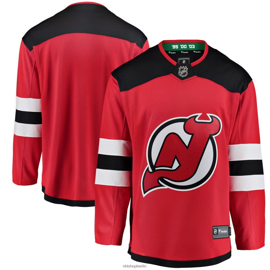 Jugend NHL Rotes Breakaway-Heimtrikot der New Jersey Devils mit Fanatics-Logo Kleidung BF680T781