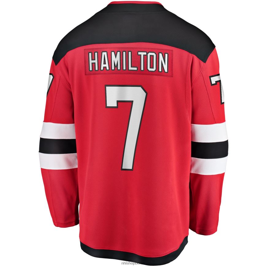 Jugend NHL Rotes Breakaway-Spielertrikot der New Jersey Devils mit Fanatics-Logo von Dougie Hamilton Kleidung BF680T640