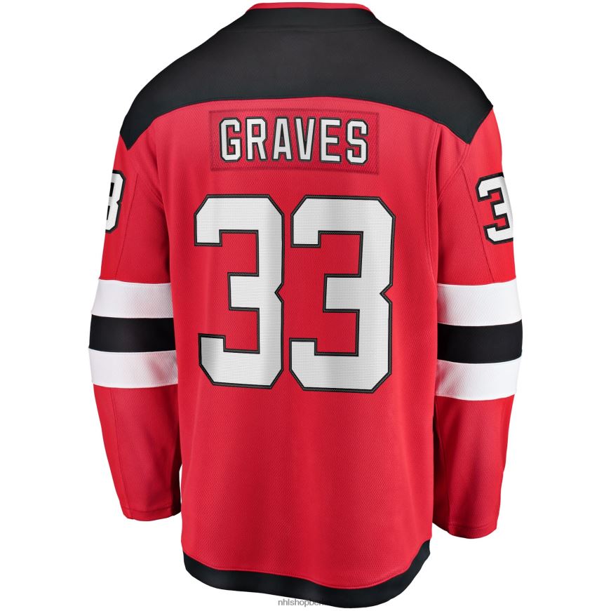 Jugend NHL Rotes Breakaway-Spielertrikot der New Jersey Devils mit Fanatics-Logo von Ryan Graves Kleidung BF680T1688