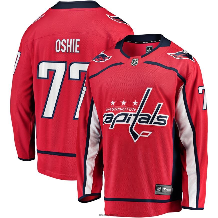 Jugend NHL Rotes Heim-Ausreißertrikot der Washington Capitals mit TJ-Oshie-Fanatiker-Logo Kleidung BF680T1112