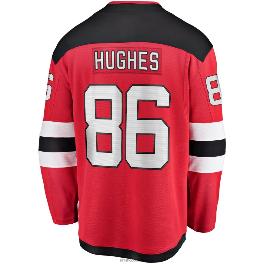 Jugend NHL Rotes Home-Breakaway-Spielertrikot der New Jersey Devils mit Fanatics-Logo von Jack Hughes Kleidung BF680T711