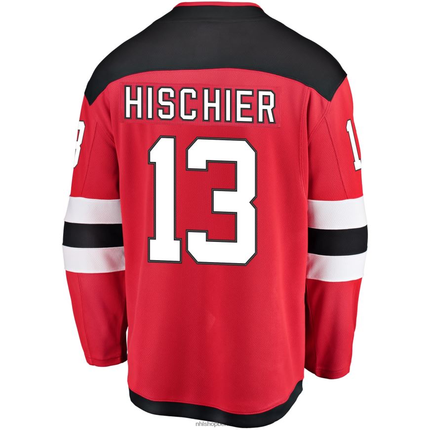 Jugend NHL Rotes Home-Breakaway-Spielertrikot der New Jersey Devils mit Fanatics-Logo von Nico Hischier Kleidung BF680T461