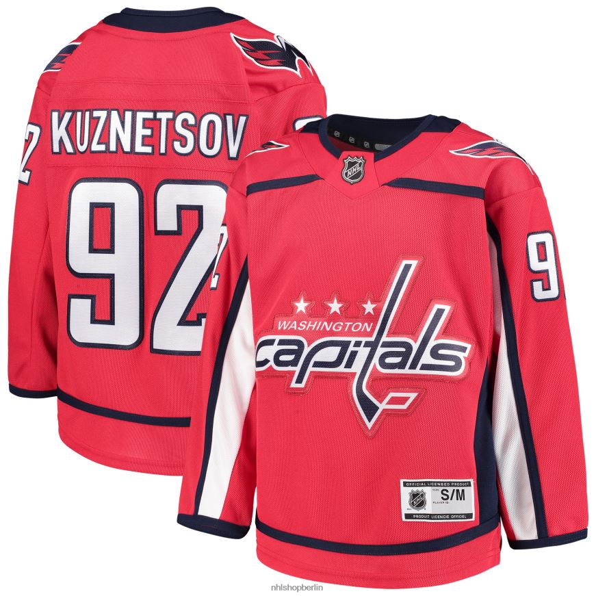 Jugend NHL Rotes Premier-Spieler-Heimtrikot von Washington Capitals Evgeny Kuznetsov Kleidung BF680T1623