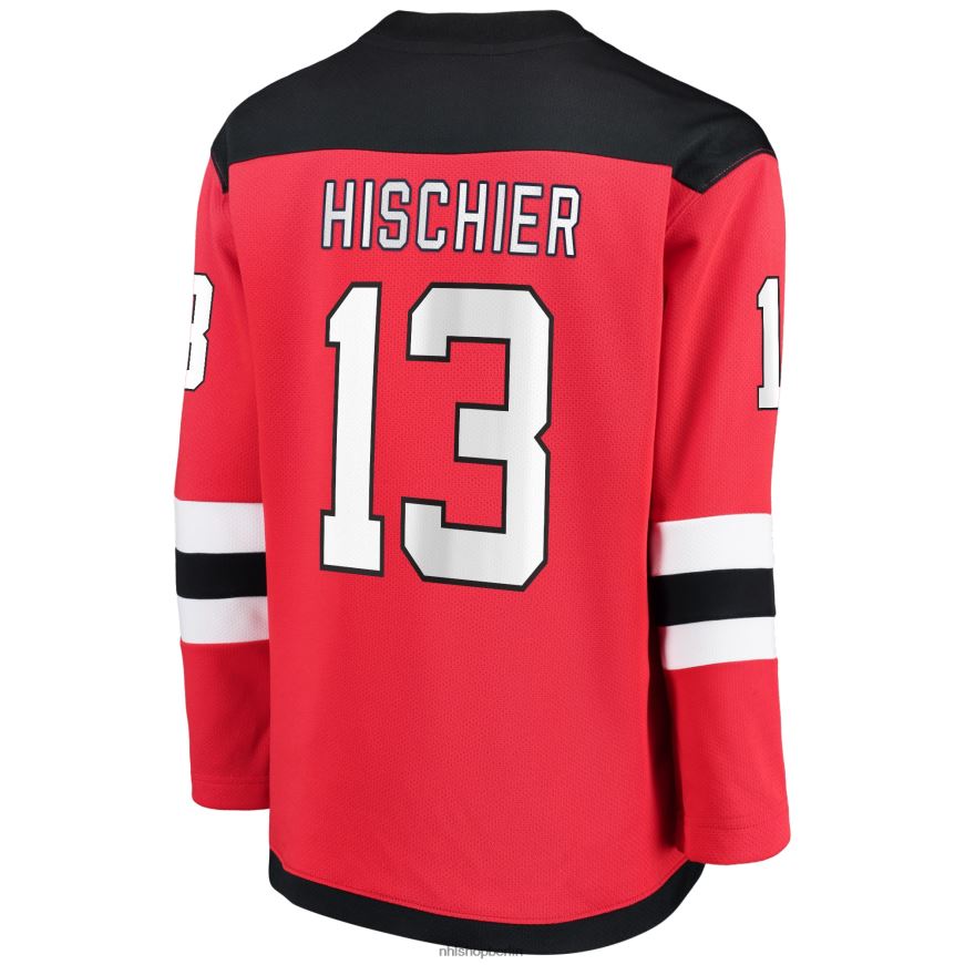 Jugend NHL Rotes Replica-Spielertrikot der New Jersey Devils mit Fanatics-Logo von Nico Hischier Kleidung BF680T203