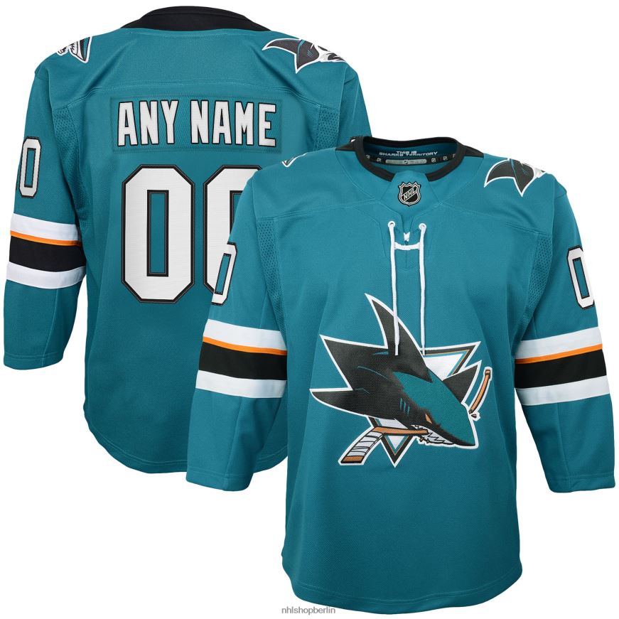 Jugend NHL San Jose Sharks Teal 2019/20 Heim-Premier-Trikot nach Maß Kleidung BF680T1916