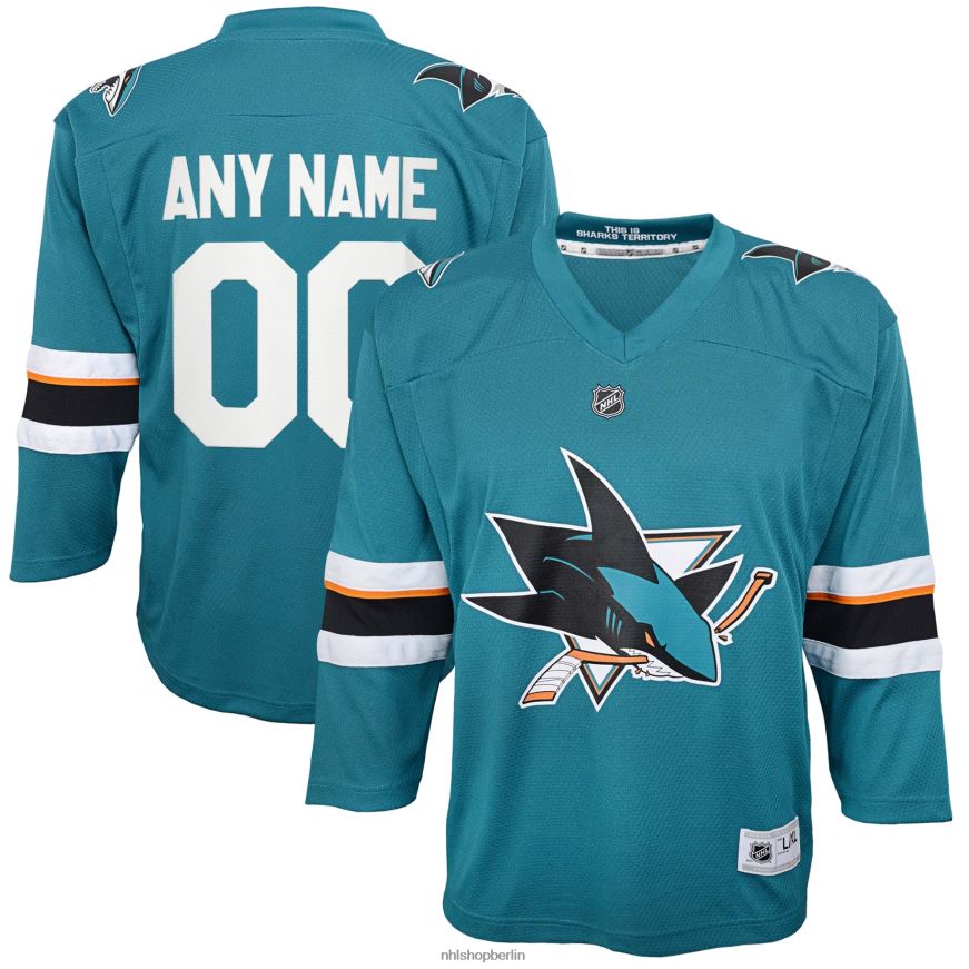 Jugend NHL San Jose Sharks Teal 2021/22 Heim-Replika-Trikot nach Maß Kleidung BF680T314