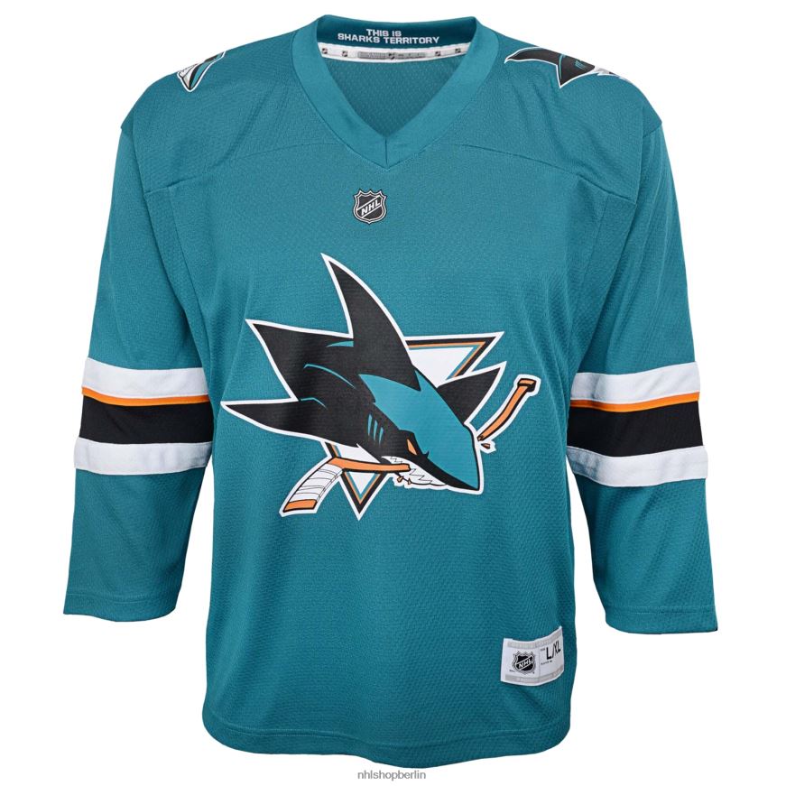 Jugend NHL San Jose Sharks Teal 2021/22 Heim-Replika-Trikot nach Maß Kleidung BF680T314