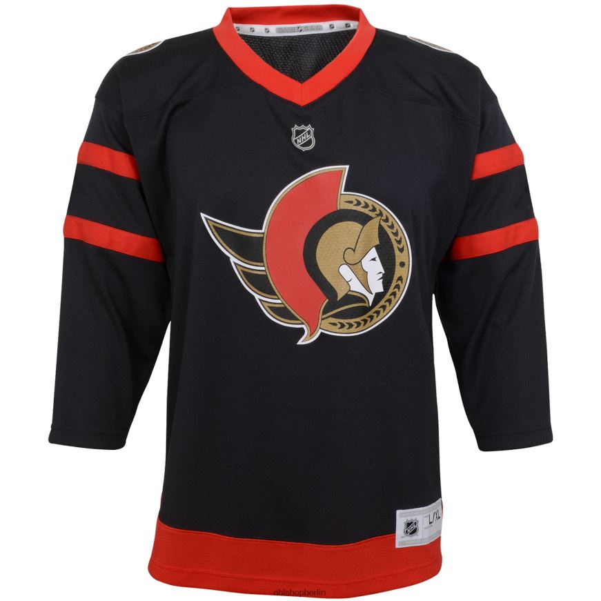 Jugend NHL Schwarzes Replika-Heimtrikot der Ottawa Senators nach Maß Kleidung BF680T1663