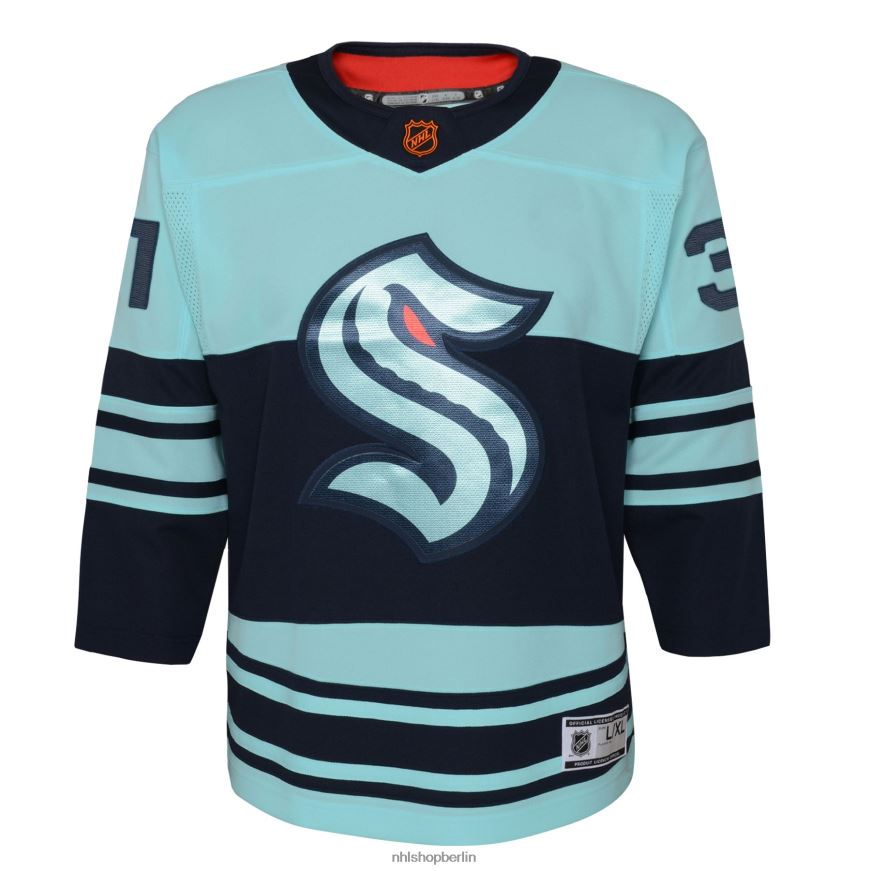 Jugend NHL Seattle Kraken Philipp Grubauer Teal Special Edition 20 Premier-Spieler-Trikot Kleidung BF680T787