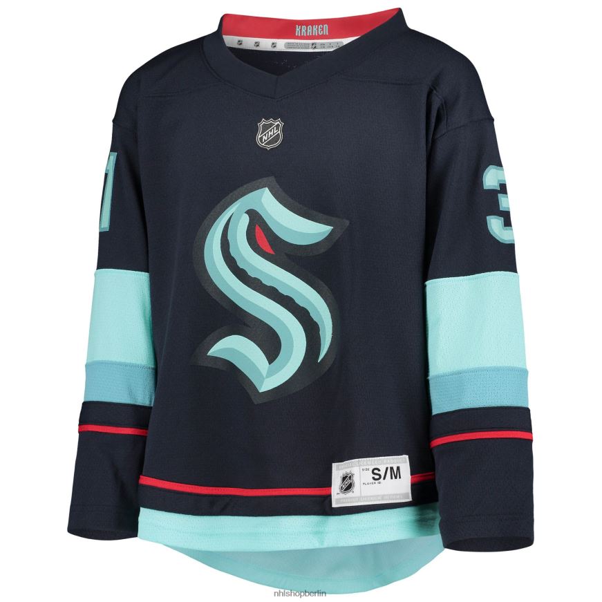 Jugend NHL Seattle Kraken Philipp Grubauer Tiefseeblaues Heim-Replika-Spielertrikot Kleidung BF680T1363