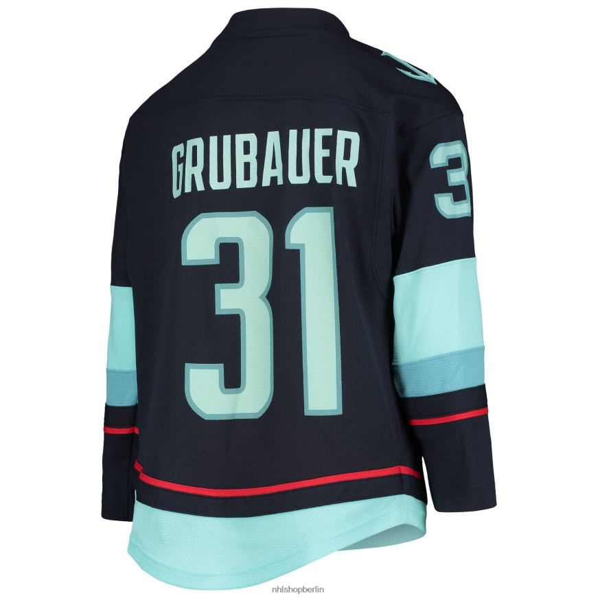 Jugend NHL Seattle Kraken Philipp Grubauer Tiefseeblaues Heim-Replika-Spielertrikot Kleidung BF680T1363