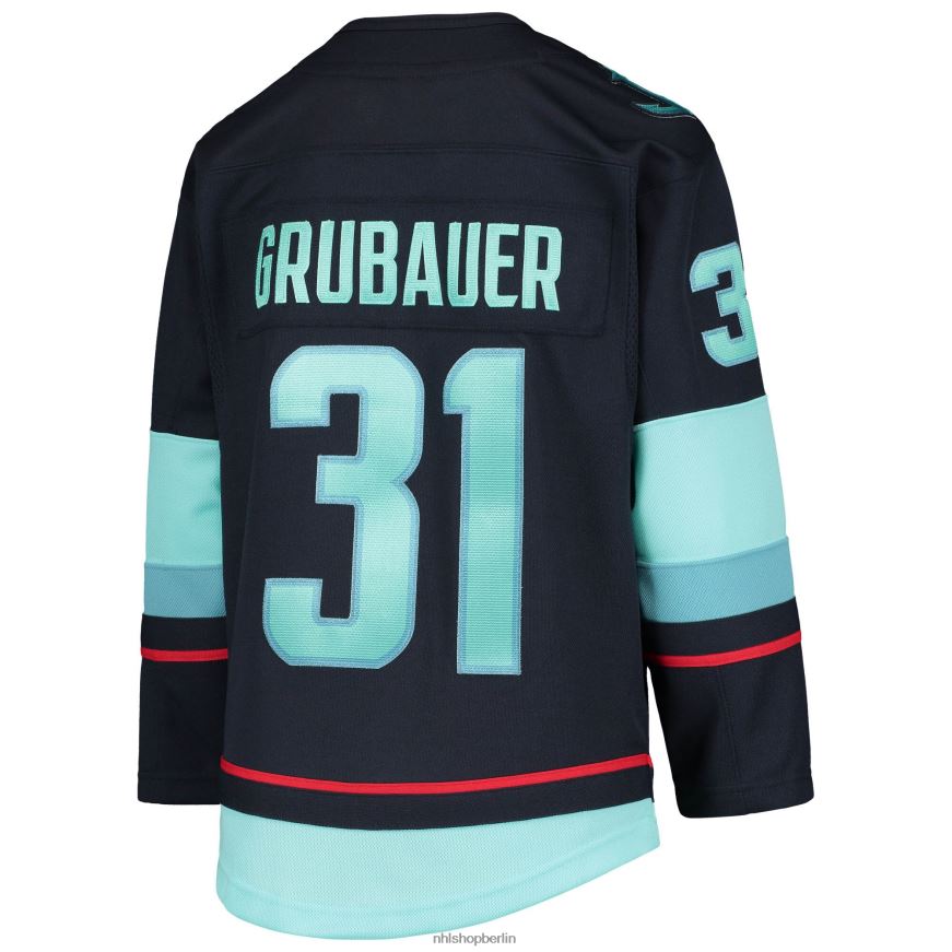 Jugend NHL Seattle Kraken Philipp Grubauer Tiefseeblaues Premier-Spieler-Heimtrikot Kleidung BF680T639