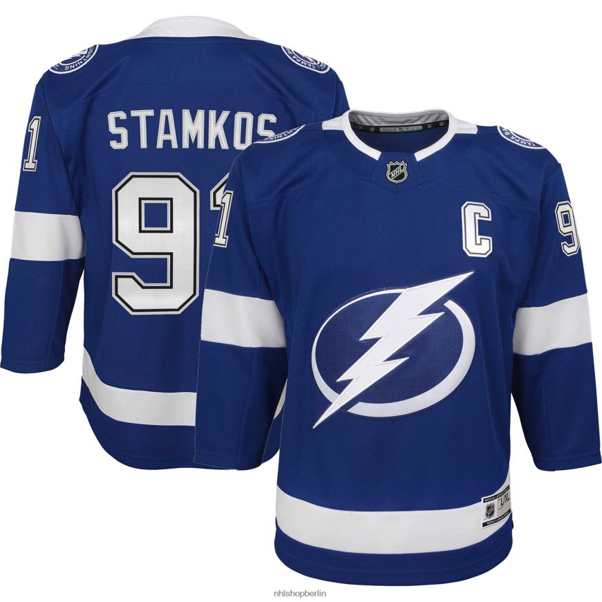 Jugend NHL Tampa Bay Lightning Steven Stamkos blaues Home-Captain-Premier-Spieler-Trikot Kleidung BF680T527