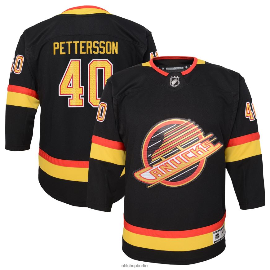 Jugend NHL Vancouver Canucks Elias Pettersson 2019/20 Flying Skate Premier-Spieler-Trikot in Schwarz Kleidung BF680T1760