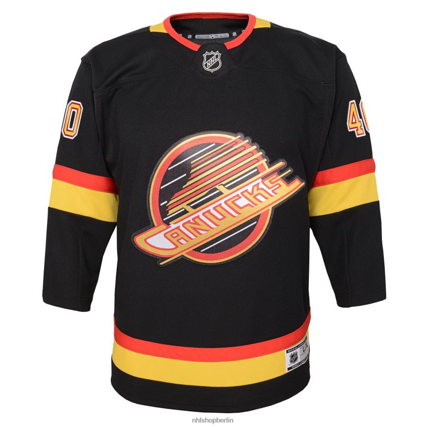 Jugend NHL Vancouver Canucks Elias Pettersson 2019/20 Flying Skate Premier-Spieler-Trikot in Schwarz Kleidung BF680T1760